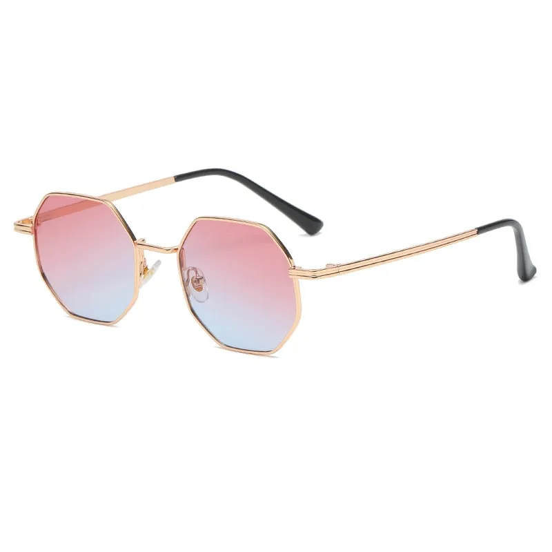 West Louis Luxury Polygon Metal Vintage Frame Sunglasses