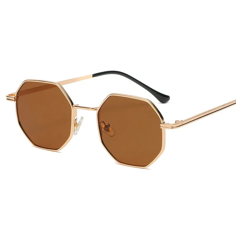 West Louis Luxury Polygon Metal Vintage Frame Sunglasses