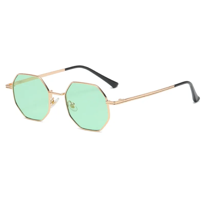 West Louis Luxury Polygon Metal Vintage Frame Sunglasses