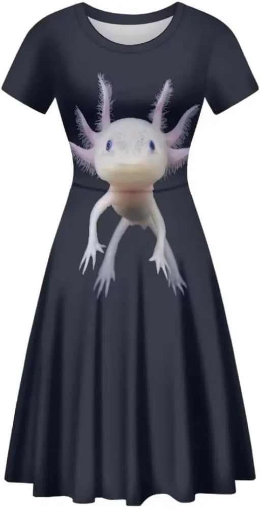 Women 2025 Fashion Dresses Short Sleeve Round Neck Party Birthday A-Line Dress Size S-4XL