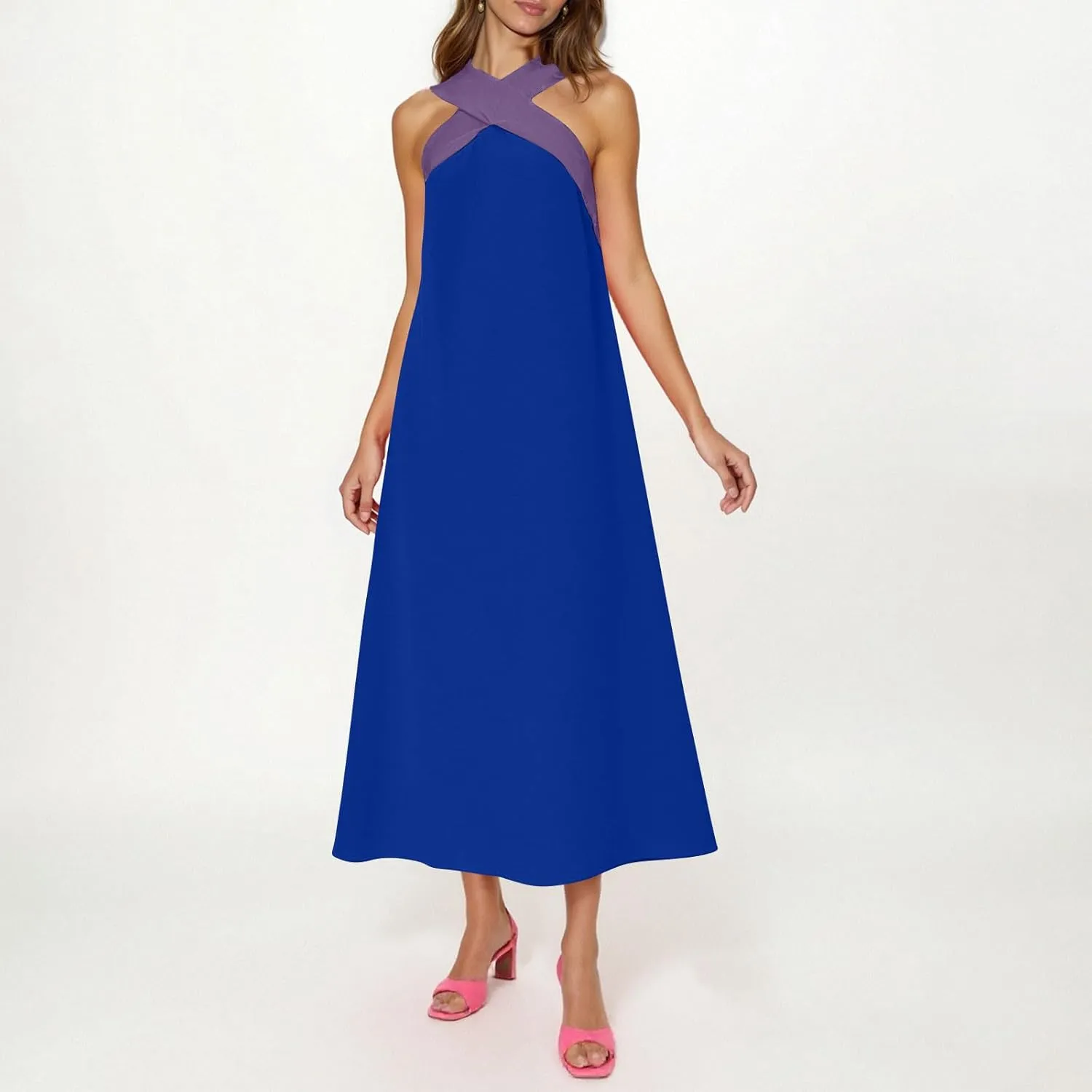 Women Criss Cross Dress Loose Fit Sleeveless Backless Going Out Outfits Summer Beach Boho Trendy Sundress