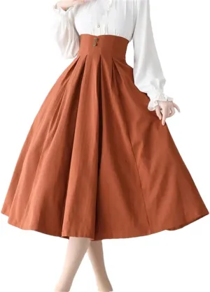 Women Elegant Classical Midi Skirt Vintage Button Slim Party Long Office A-Line Skirt