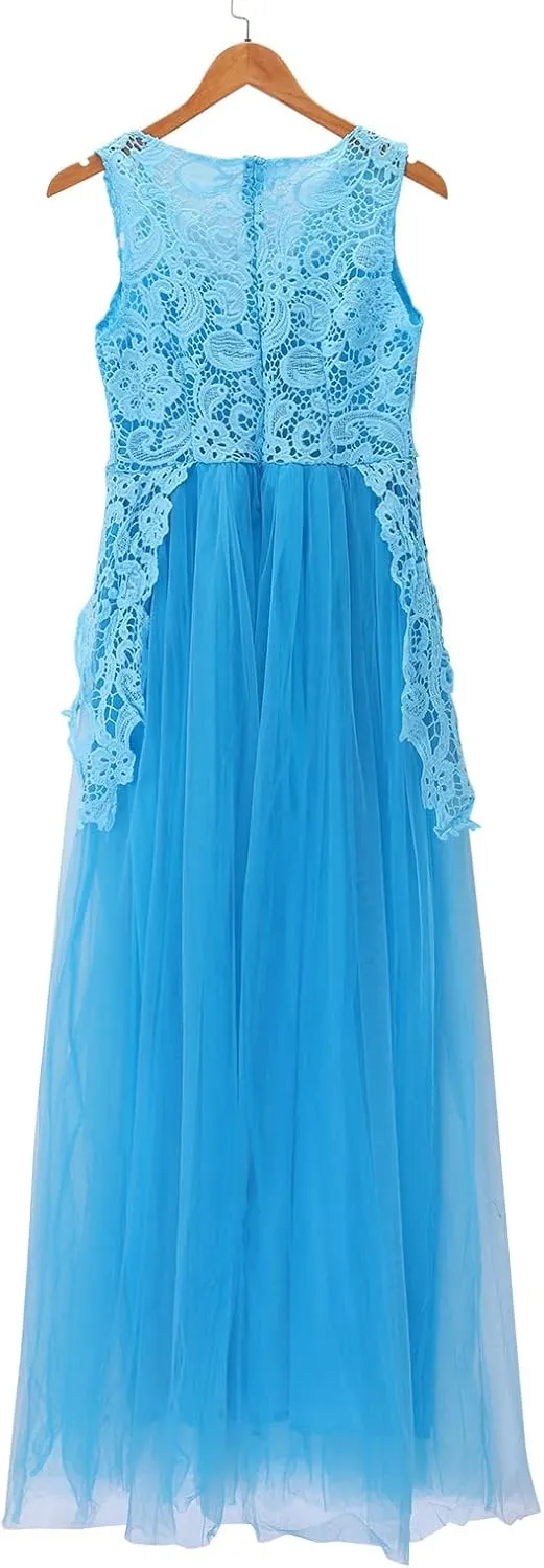 Women Fashion Elegant Gown Lace Wedding Floral Evening Party Ball Chiffon Mother of The Bride Dresses Long