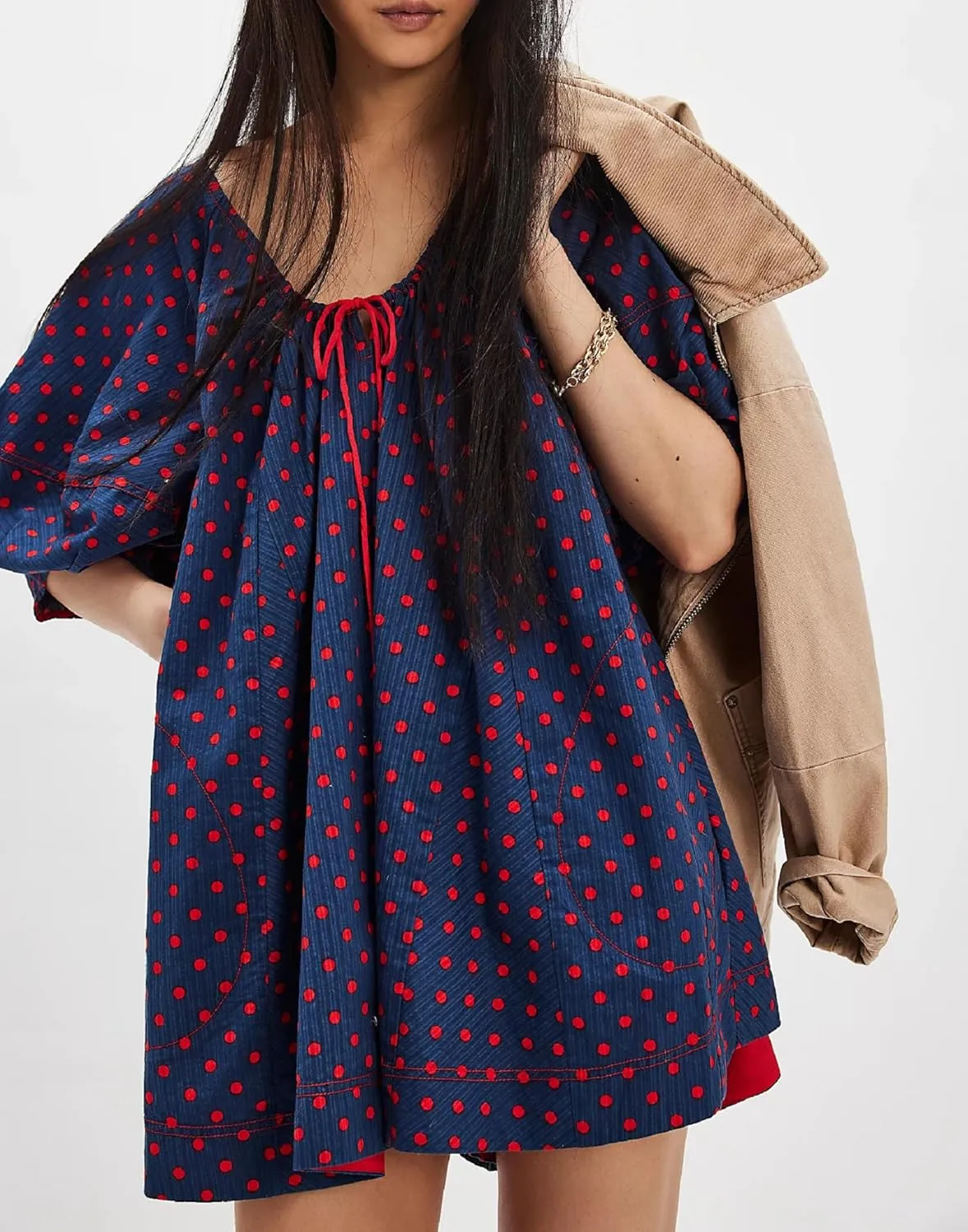 Women Floral Puff Short Sleeve Mini Dress Cute Boho Loose Fit Short Dresses Casual A Line Beach Vocation Sun Dress