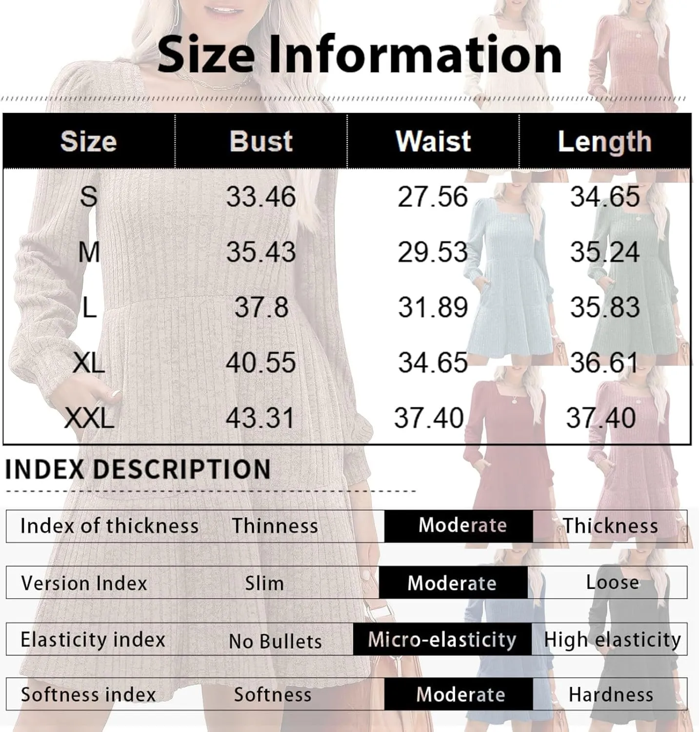 Women Knit Dress Puff Long Sleeve Dress for Fall Winter Square Neck Casual Tunic Dresses Womens Fall Fashion 2024