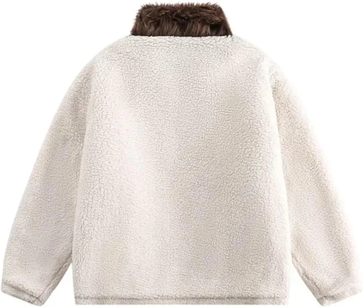 Women Lapel Fleece Faux Fur Coat Loose Fit Vintage Warm Cotton-Padded Coat