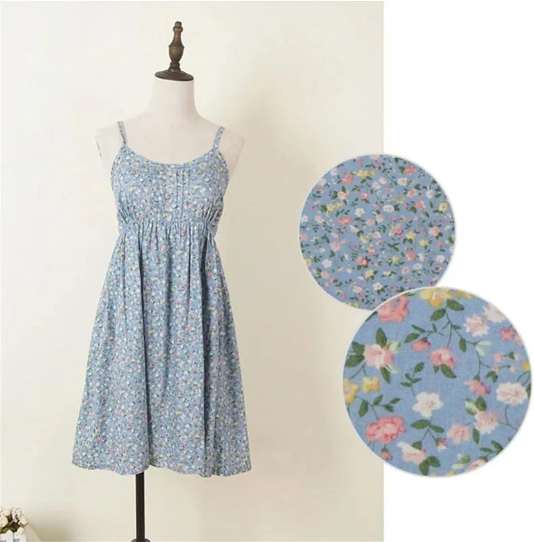 Women Print Floral Sleeveless Mini Dress Cotton Spaghetti Strap Casual Short Dresses Beach Sundress