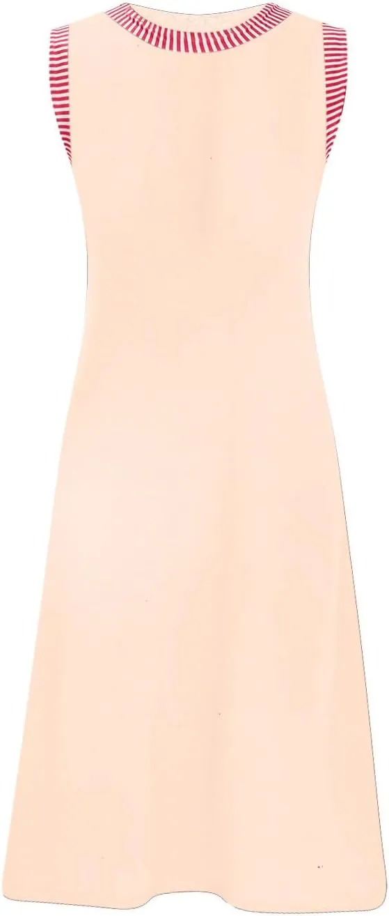 Women Sleeveless Summer Dresses Trendy Vacation Mini Dress Crewneck Loose Fit Casual Sundress Beach Tank Dresses