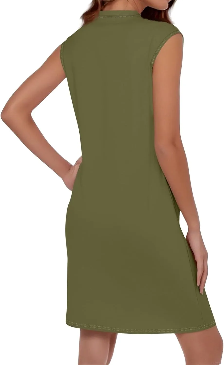 Women Summer Dresses Casual Floral Sundresses Crew Neck Beach T Shirt Dresses Sleeveless Loose Tank Dress with Pockets