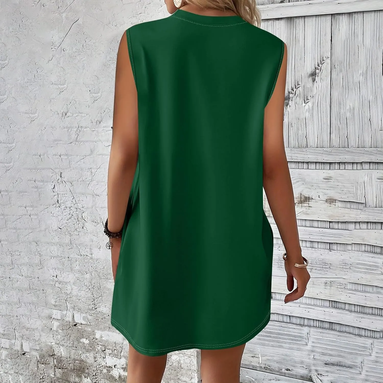 Women Summer Dresses Casual Floral Sundresses Crew Neck Beach T Shirt Dresses Sleeveless Loose Tank Dress with Pockets