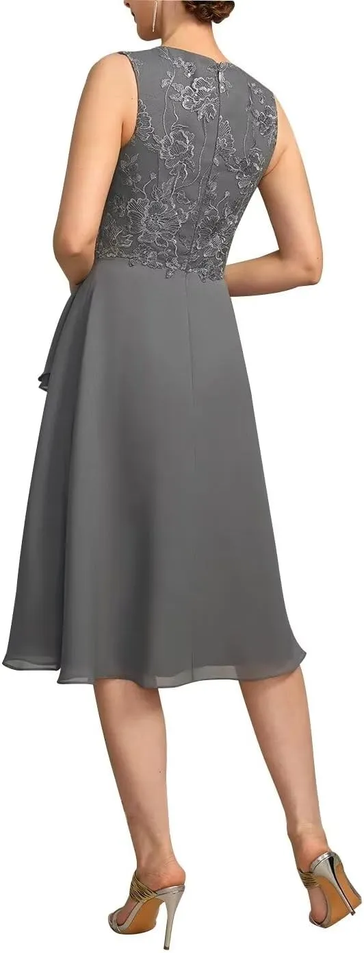 Women's 2 Pieces Mother of The Bride Dress for Wedding with Jacket Sleeves Formal Dress