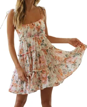 Womens 2024 Summer Floral Mini Dress Boho Flowy Skater Dresses Short Sleeveless Ruffle Backless Sling Dresses