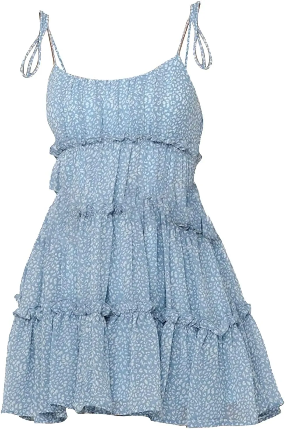 Womens 2024 Summer Floral Mini Dress Boho Flowy Skater Dresses Short Sleeveless Ruffle Backless Sling Dresses