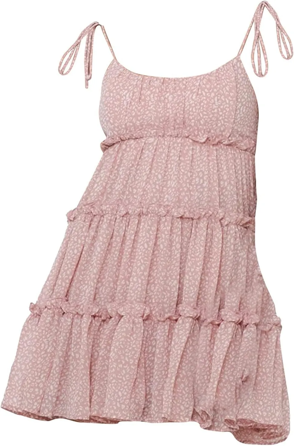 Womens 2024 Summer Floral Mini Dress Boho Flowy Skater Dresses Short Sleeveless Ruffle Backless Sling Dresses