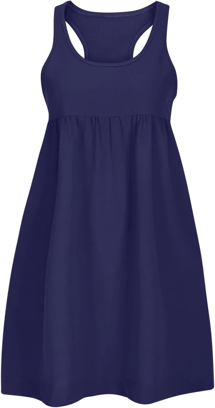 Womens Babydoll Tank Dress Scoop Neck Sleeveless Mini Dresses Summer Trendy Casual Loose Flowy Vacation Dress
