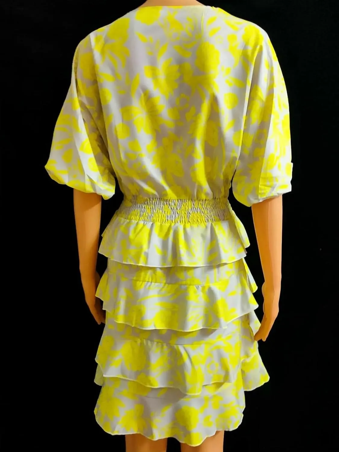 Women's Boho Dress Elegant Ruffles V-neck Half Sleeve Print Mini Dresses Loose Casual Bohemian Sundress