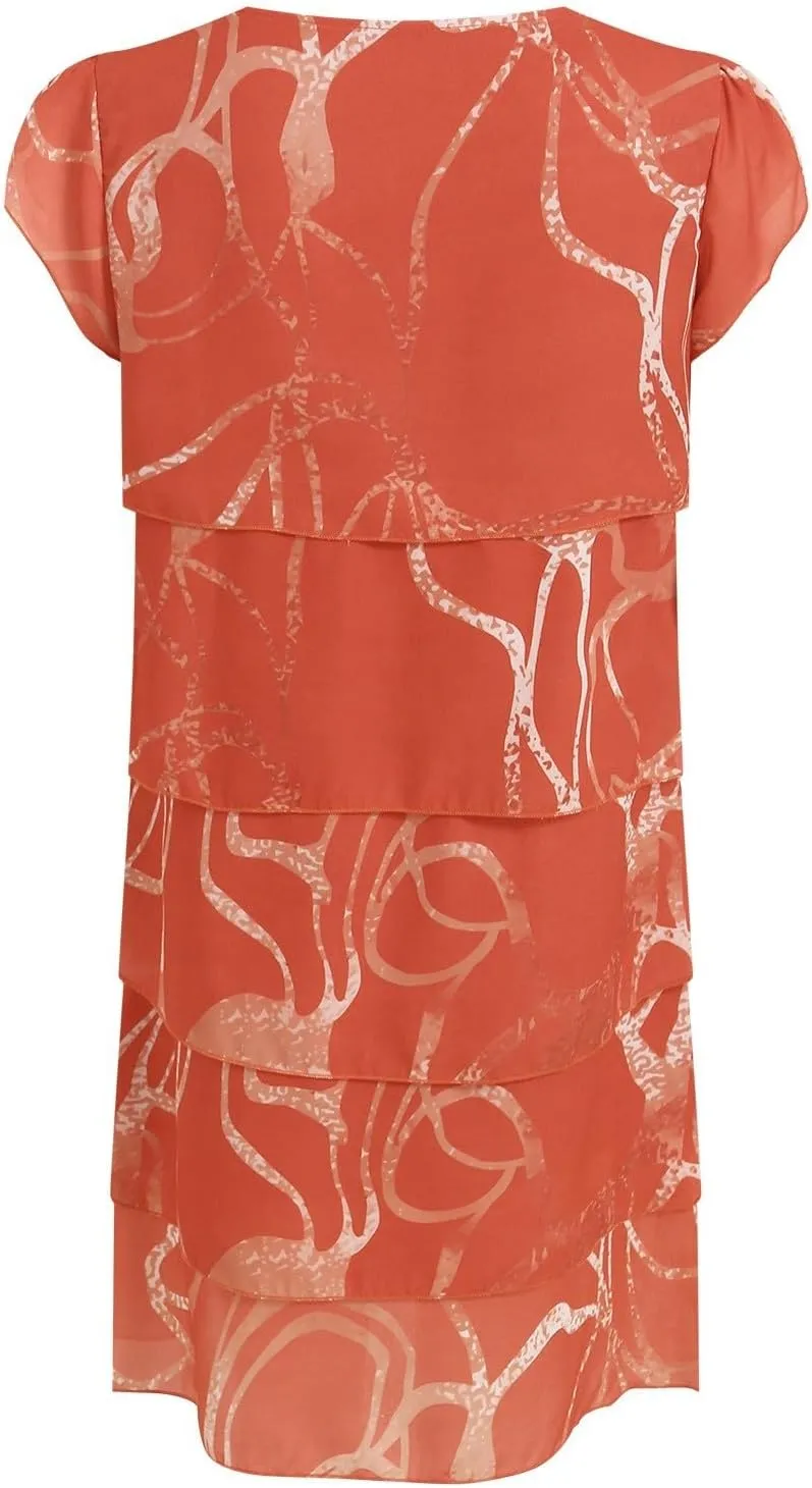 Womens Boho Print Chiffon Dress 2025 Summer Casual Ruffle Short Sleeve Wedding Guest Cocktail Party Dresses