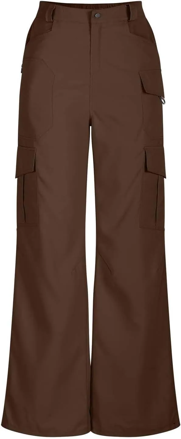 Women's Cargo Pants Casual High Waisted Pants Baggy Stretch Straight Leg Trousers Classic Y2K Pants with Pockets