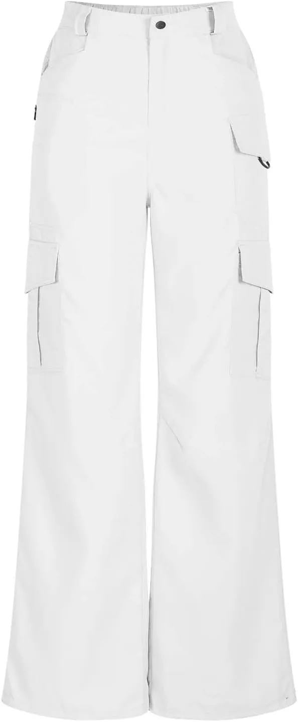 Women's Cargo Pants Casual High Waisted Pants Baggy Stretch Straight Leg Trousers Classic Y2K Pants with Pockets