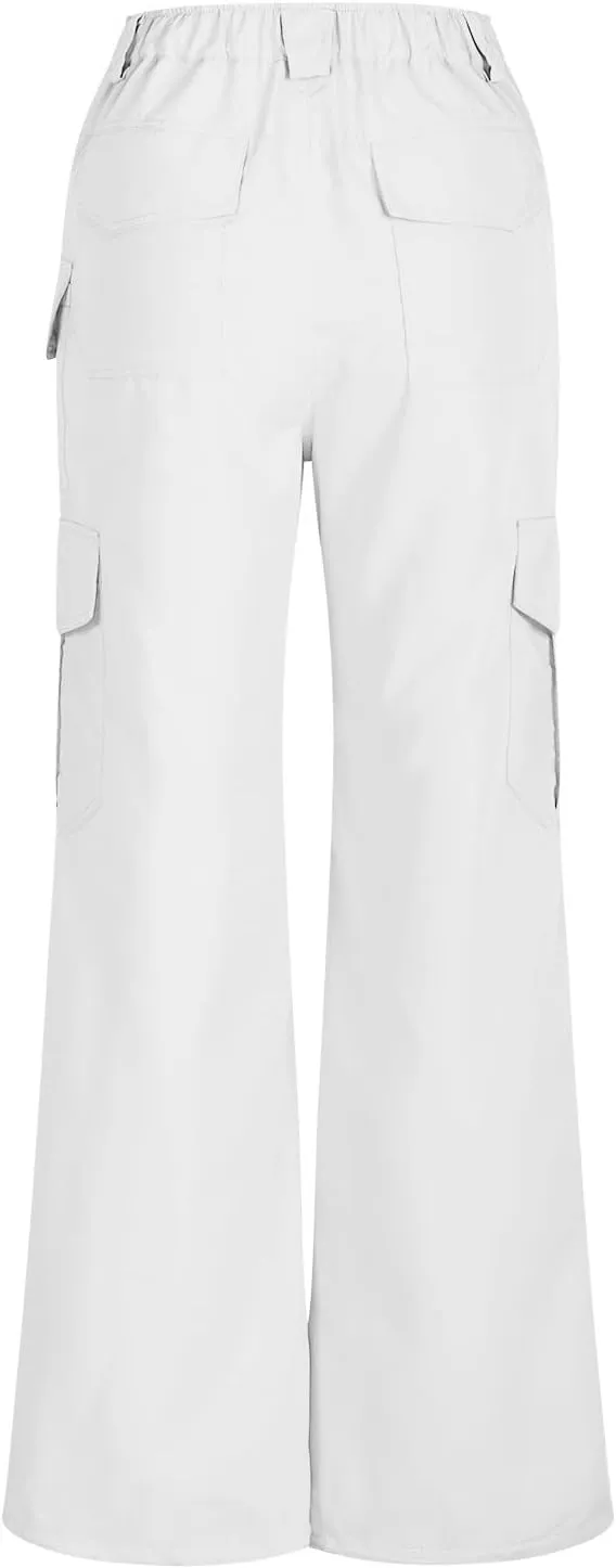 Women's Cargo Pants Casual High Waisted Pants Baggy Stretch Straight Leg Trousers Classic Y2K Pants with Pockets
