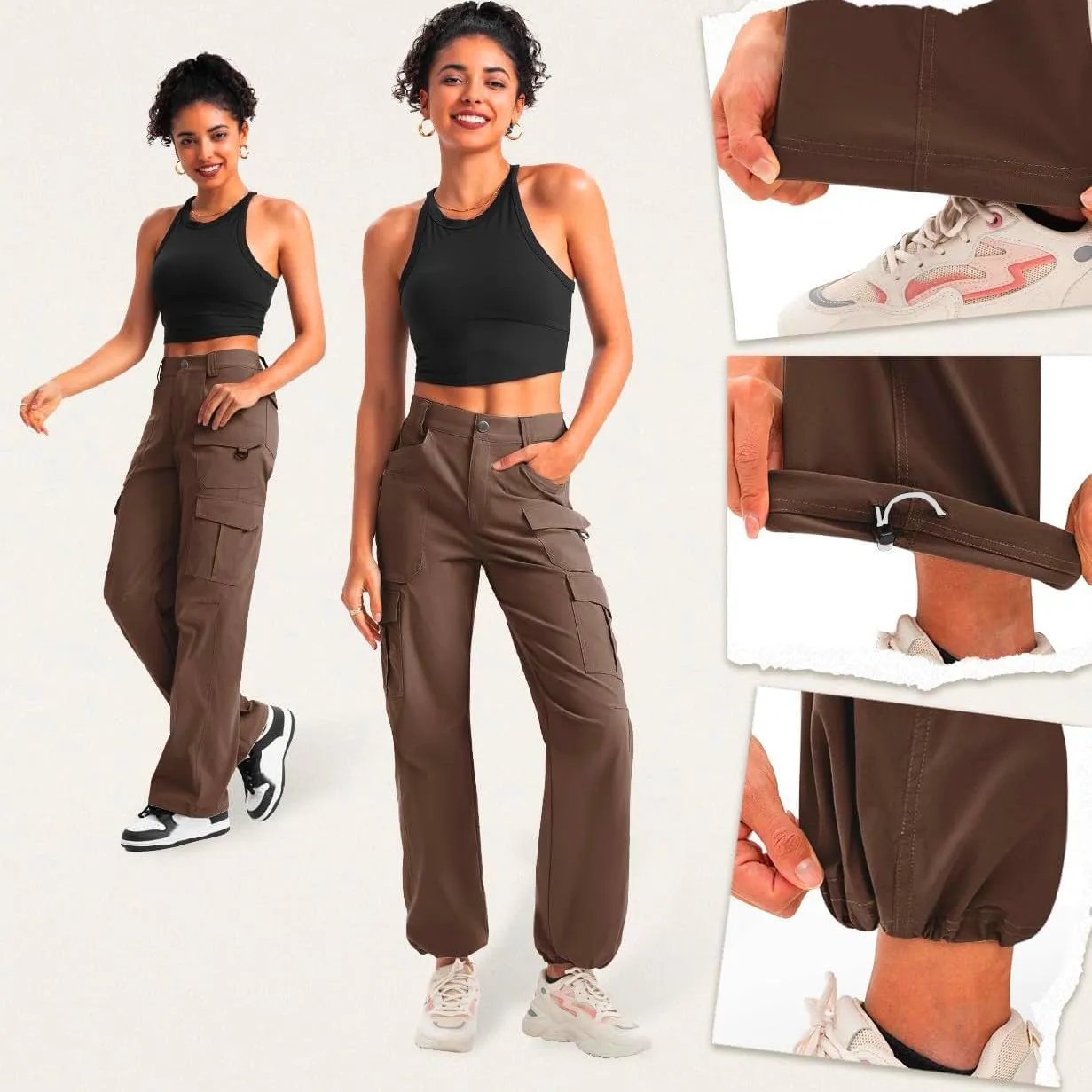 Women's Cargo Pants Casual High Waisted Pants Baggy Stretch Straight Leg Trousers Classic Y2K Pants with Pockets
