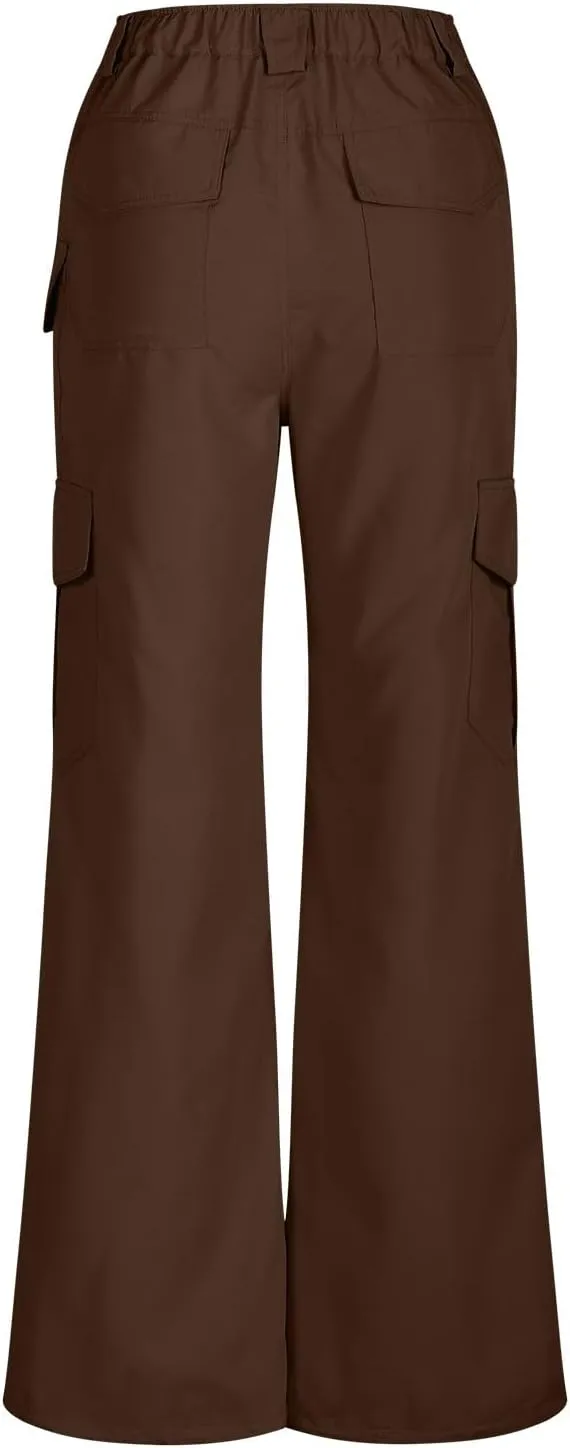 Women's Cargo Pants Casual High Waisted Pants Baggy Stretch Straight Leg Trousers Classic Y2K Pants with Pockets