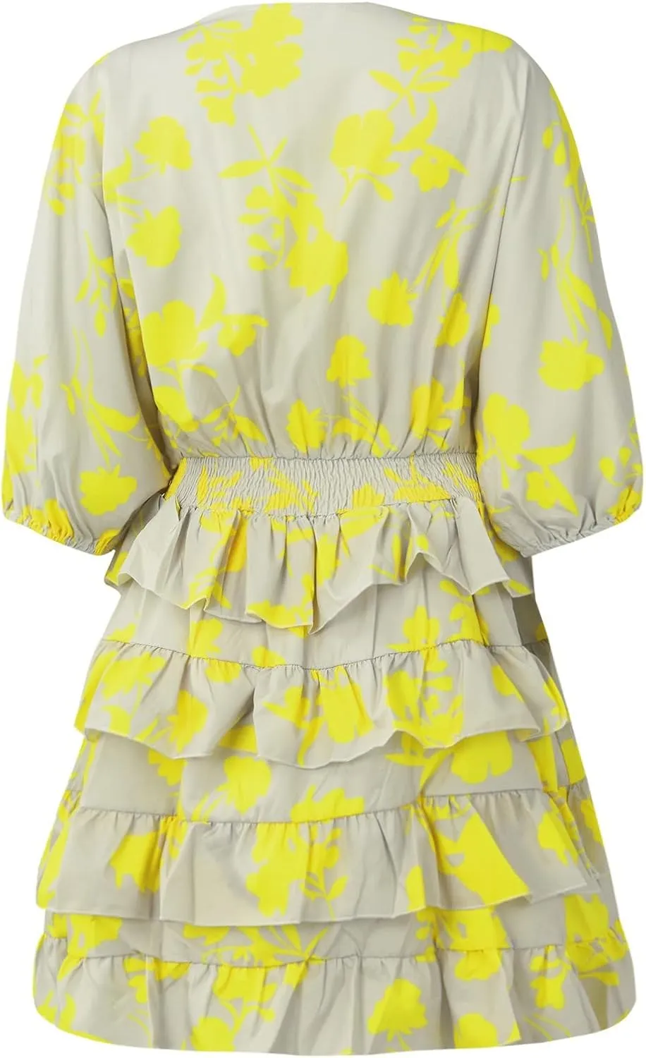 Women's Casual Dresses Summer Loose Trendy Short Sleeve V-Neck Floral Print Vacation Boho Midi Dress