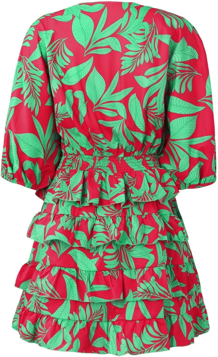 Women's Casual Dresses Summer Loose Trendy Short Sleeve V-Neck Floral Print Vacation Boho Midi Dress