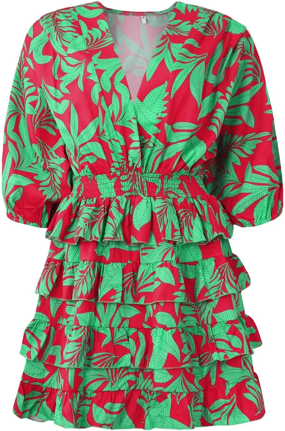 Women's Casual Dresses Summer Loose Trendy Short Sleeve V-Neck Floral Print Vacation Boho Midi Dress