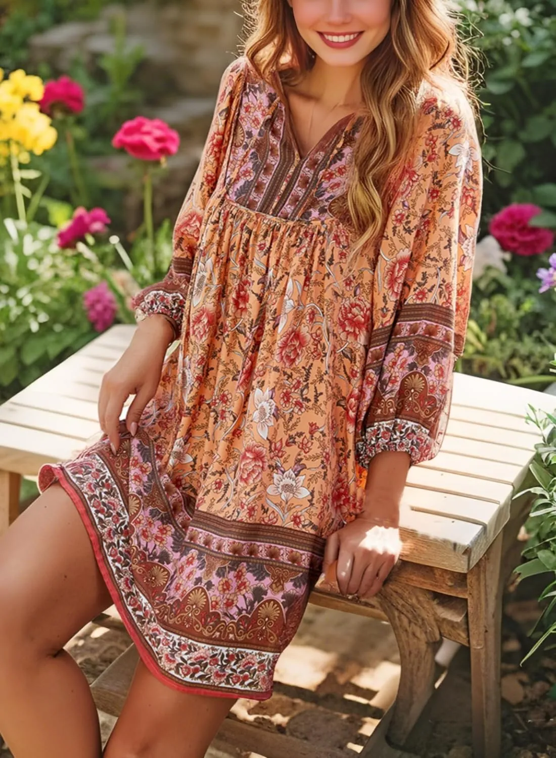 Womens Dress V Neck Long Sleeve Oversized Casual Cute Short Dresses Ladies Beach Sundresses