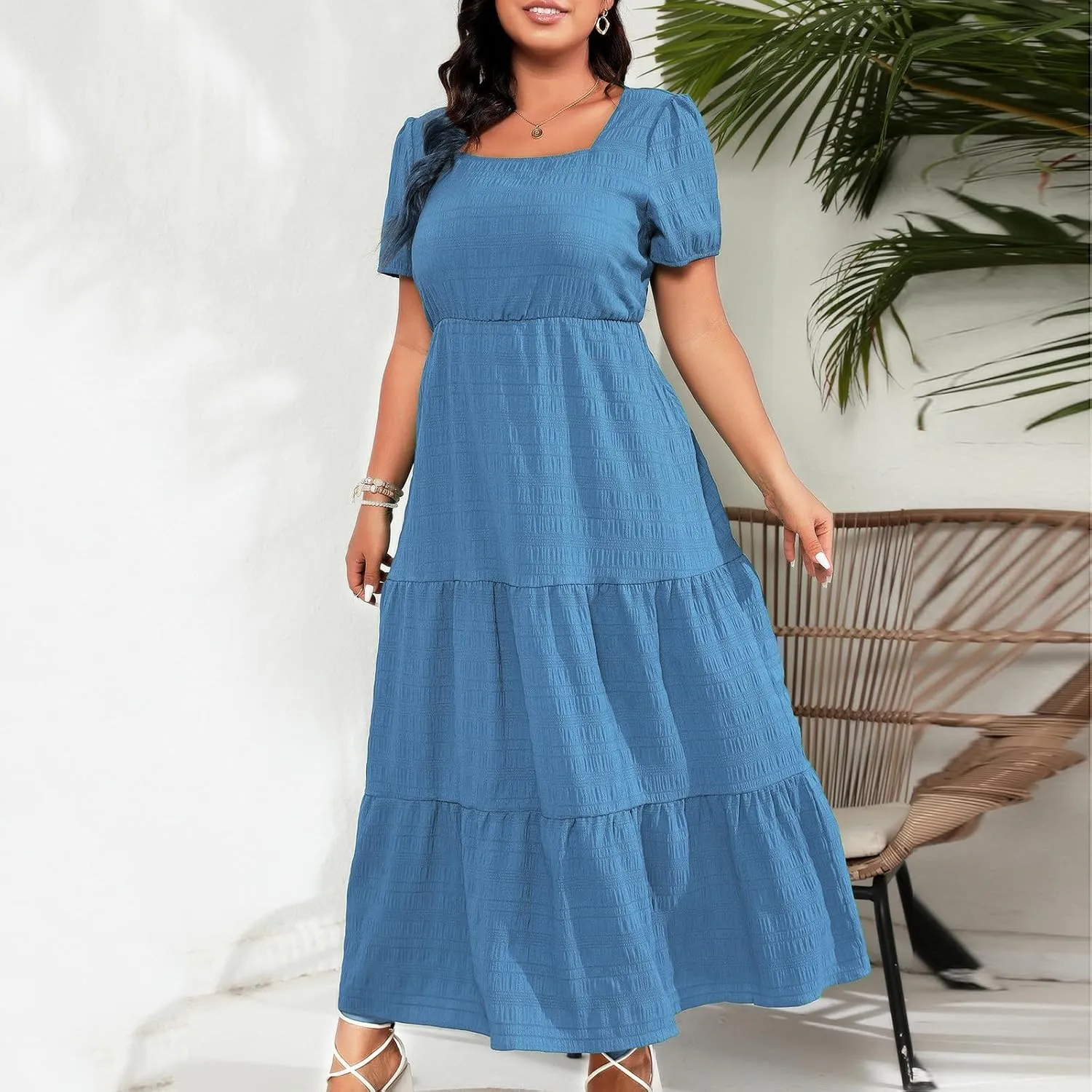 Womens Dresses Short Sleeve Dresses for Women Boat Neck Maxi Long Midi Flowy Fall Summer Dresses 2025