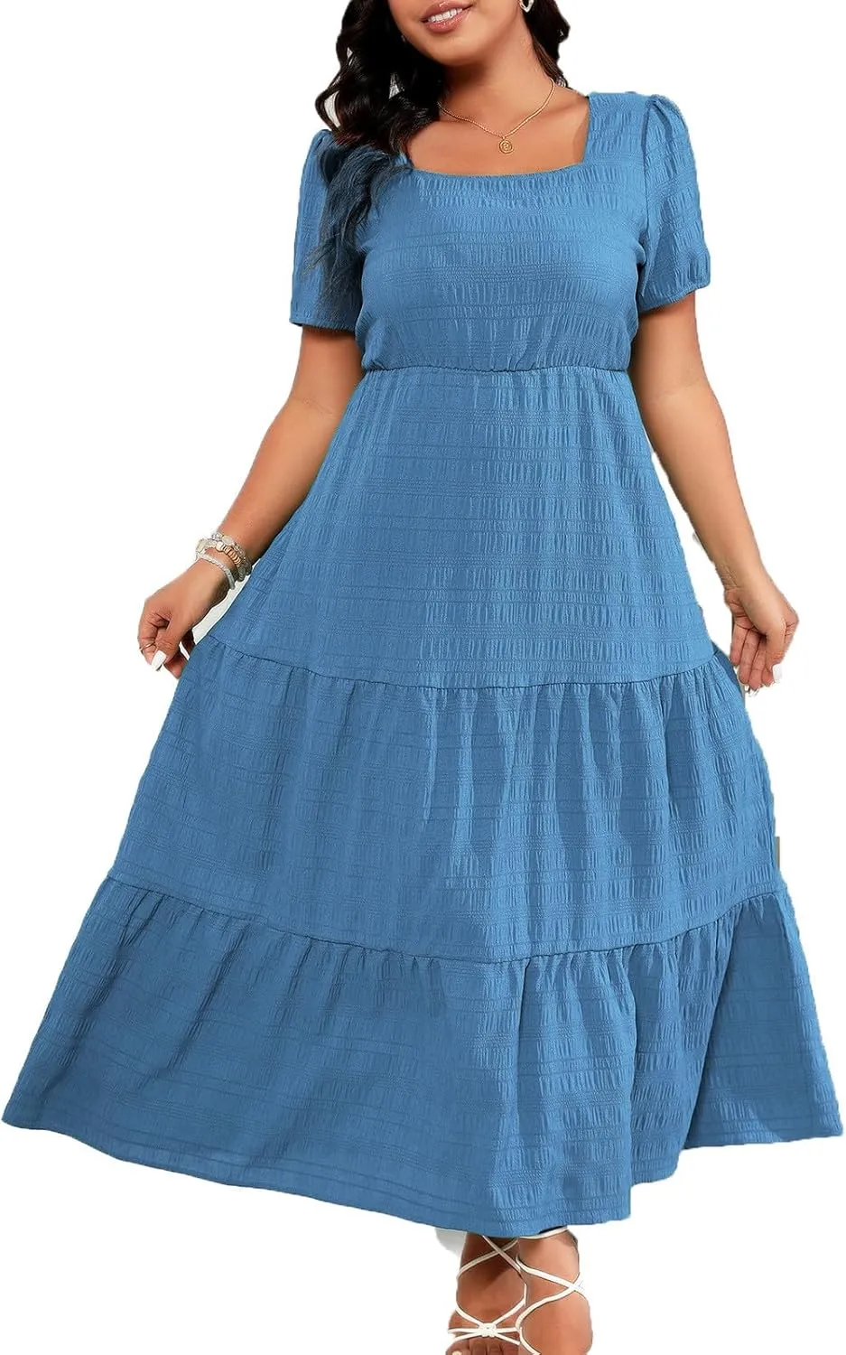 Womens Dresses Short Sleeve Dresses for Women Boat Neck Maxi Long Midi Flowy Fall Summer Dresses 2025