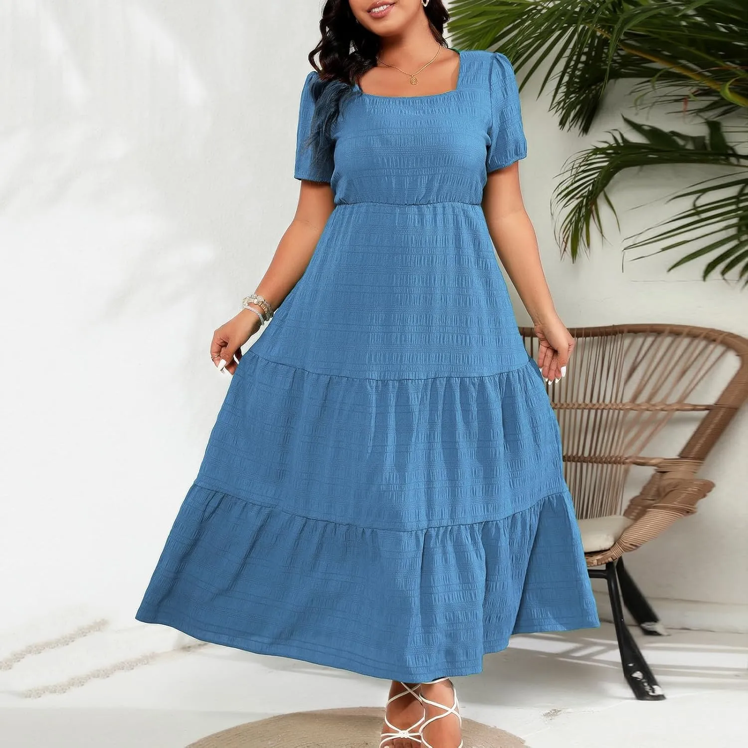 Womens Dresses Short Sleeve Dresses for Women Boat Neck Maxi Long Midi Flowy Fall Summer Dresses 2025