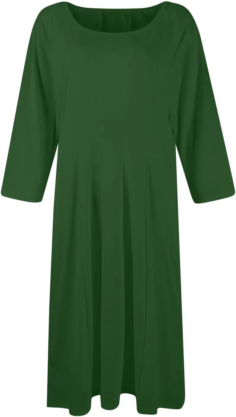 Womens Fall Fashion 2024 Elegant Dresses for Women Pleated Midi A Line Dress Semi Formal