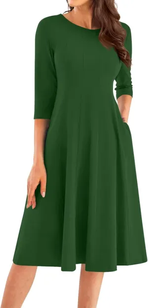 Womens Fall Fashion 2024 Elegant Dresses for Women Pleated Midi A Line Dress Semi Formal
