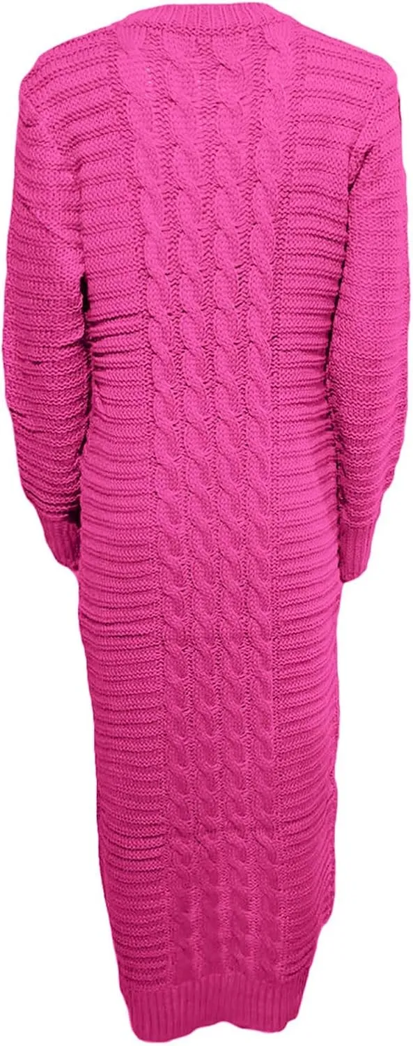Women's Fall Winter Casual Trendy Crew Neck Long Sleeve Bodycon Knit Sweater Dress Plus Size, S-3XL