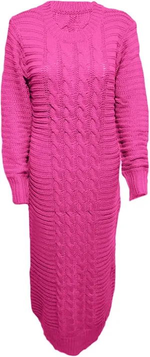 Women's Fall Winter Casual Trendy Crew Neck Long Sleeve Bodycon Knit Sweater Dress Plus Size, S-3XL