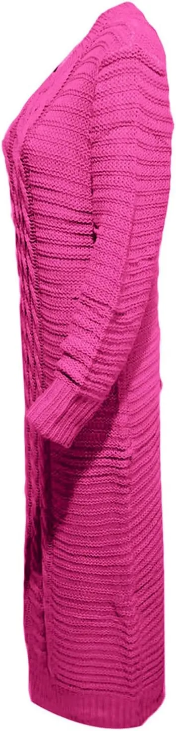 Women's Fall Winter Casual Trendy Crew Neck Long Sleeve Bodycon Knit Sweater Dress Plus Size, S-3XL