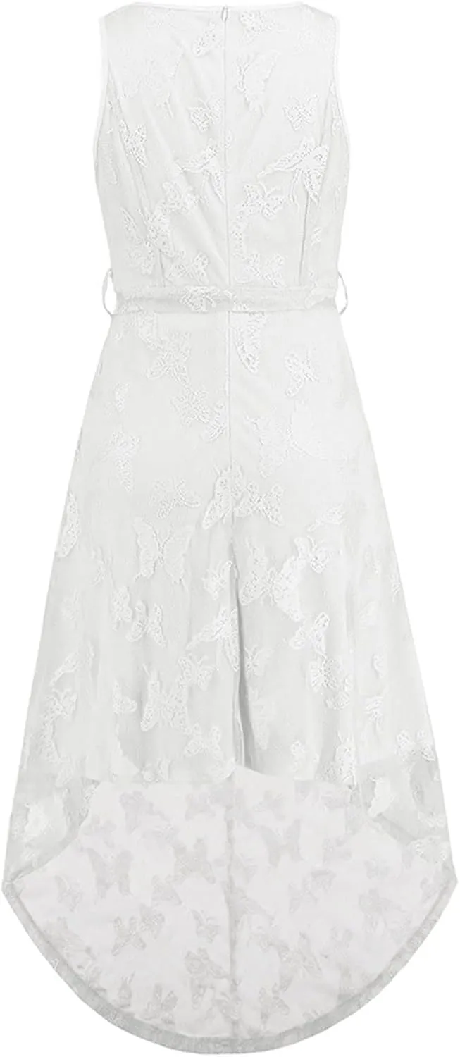 Women's Fashion Dress Sexy Sleeveless Lace Mesh Midi Skirts Waisted Trendy Fishtail Dresses Wedding Business Gowns
