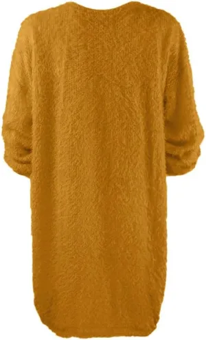 Womens Furry Sweater Dress Trendy Long Sleeve Crewneck Pullover Mini Dresses Oversized Soft Fall Winter Casual Dress