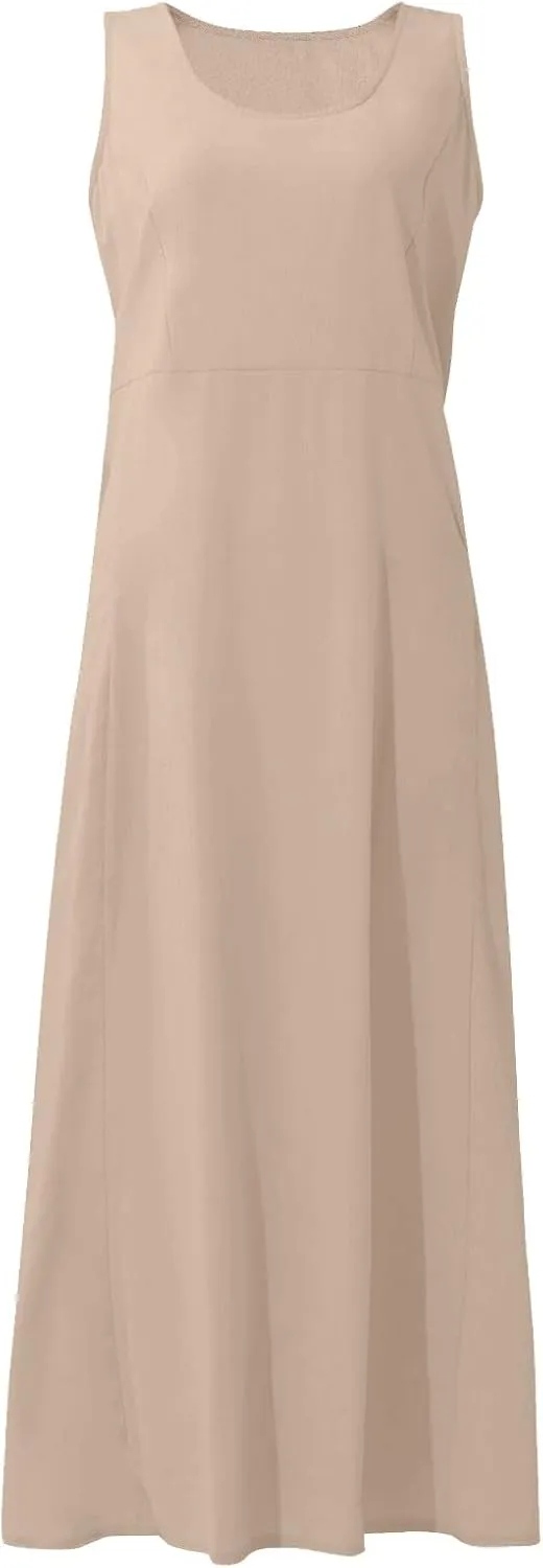 Women's Plus Size Summer Dresses 2025 Trendy Sleeveless Dresses Casual Baggy Flowy Maxi Sun Dresses Pocket
