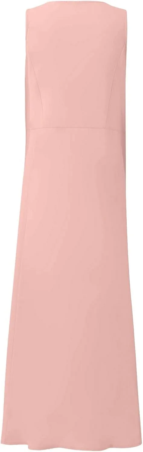 Women's Plus Size Summer Dresses 2025 Trendy Sleeveless Dresses Casual Baggy Flowy Maxi Sun Dresses Pocket