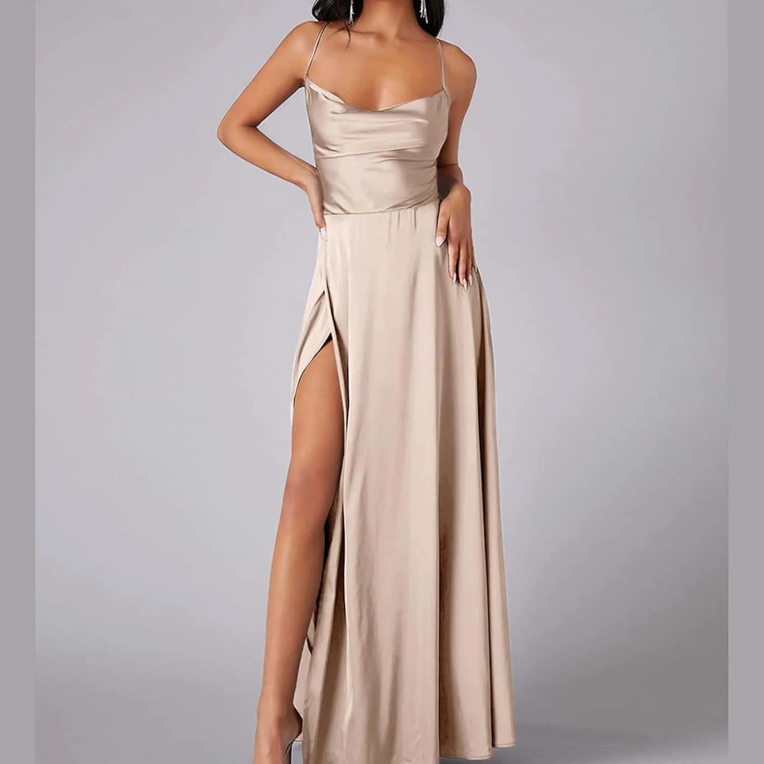 Women's Sexy Lounge Slip Long Dress Elegant Sleeveless Backless Ribbed Bodycon Maxi Dresses Evening Party Slit Long Dresses
