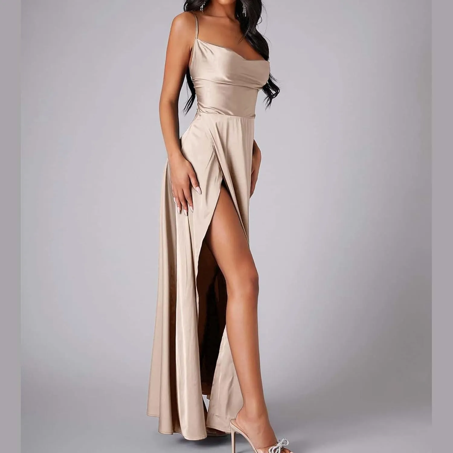 Women's Sexy Lounge Slip Long Dress Elegant Sleeveless Backless Ribbed Bodycon Maxi Dresses Evening Party Slit Long Dresses