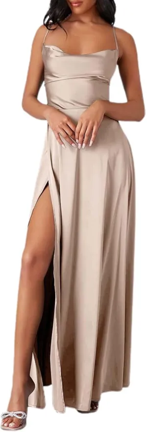 Women's Sexy Lounge Slip Long Dress Elegant Sleeveless Backless Ribbed Bodycon Maxi Dresses Evening Party Slit Long Dresses