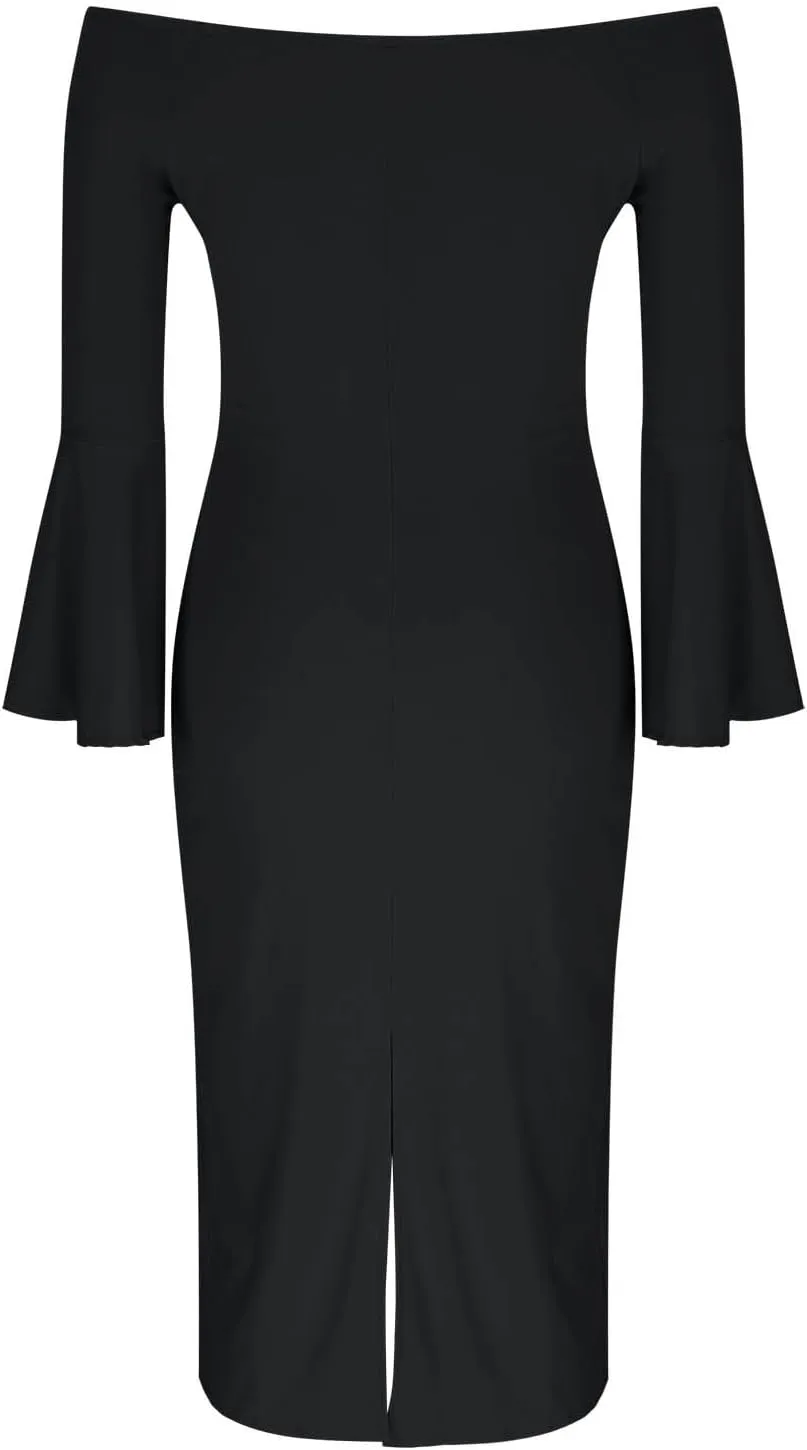 Women's Sexy Off The Shoulder Bodycon Midi Dresses Elegant Trendy Dressy Long Sleeve Evening Cocktail Party Dress