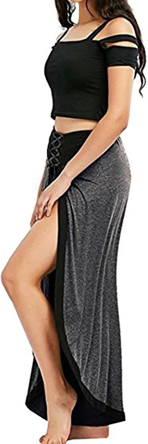 Women's Sexy Sport Wide Leg Pants Floral Print Lace Up Loose High Waist Palazzo Flared Trousers