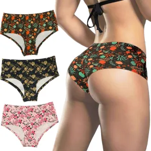 Women's Sexy Sports Briefs Ruched Butt Lifting Panties Half Back Soft Active Yoga Underwear 3 Pack