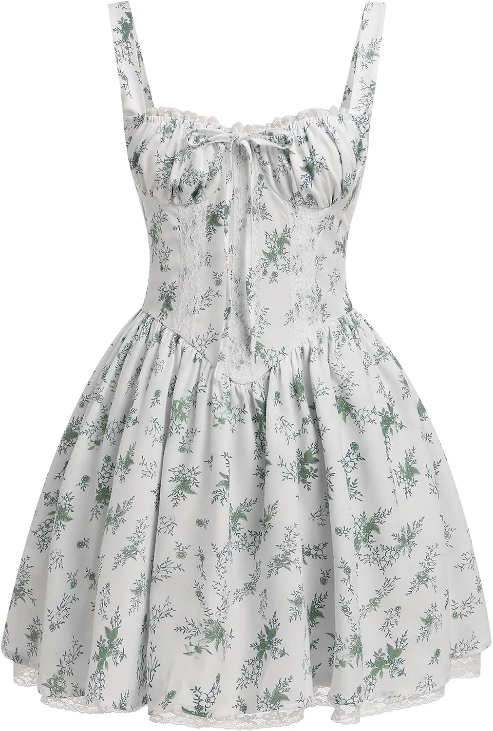 Women's Short Corset Sundress Boho Mini Dress Sleeveless Backless Low Cut Lace Dress Summer