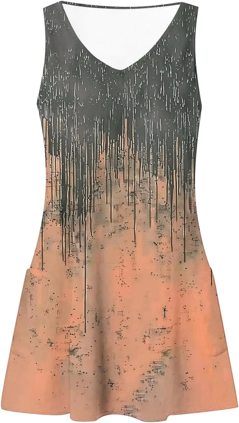 Womens Summer Dresses 2025 Trendy Casual Sleeveless Sundresses Beach Vacation Boho Floral Coverup Flowy Tank Dress
